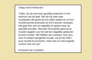 Muzikant reageert keihard op oproep van restaurant om gratis optreden! Muzikant