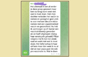 Moeder heeft bizarre vraag in WhatsApp-groep want dochter heeft stiekem vaccin genomen! WhatsApp