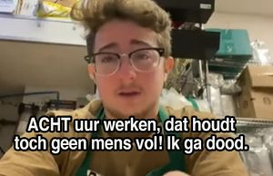 Starbucks-medewerker stort huilend ineen omdat hij ácht uur moet werken! Starbucks