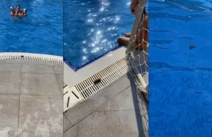 Vakantiegangers in All Inclusive Hotel zwemmen plots in zwembad vol drollen! All Inclusive Hotel