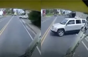 Man geeft cementwagen geen voorrang, dat levert keiharde karma op! Cementwagen