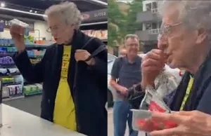Piers Corbyn start rel in ‘cashless’ ALDI en betaalt zijn aardbeien contant! ALDI