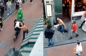 Dronken Britse toerist maakt kennis met ochtendhumeur van Amsterdammer! Amsterdammer