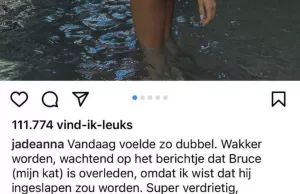 De kat van Jade Anna is overleden, dus plaatst Jade een foto van haar kont! Jade Anna