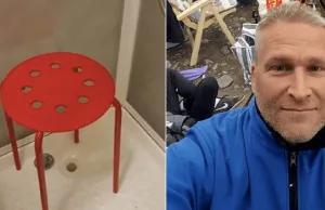 Zien: Linker bal van man onder de douche klem in IKEA-stoel! IKEA