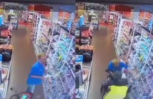 Video: Man in scootmobiel laat vakkenvuller alle hoeken van de Albert Heijn zien! Albert Heijn