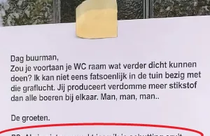 Buurman krijgt dreigbriefje vanwege graflucht die hij veroorzaakt op het toilet! Buurman