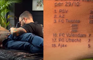 PSV-fan laat Teletekst-stand van Ajax tatoeëren maar maakt pijnlijke spelfout! PSV