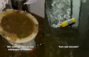 Alle drollen uit de buurt komen bij Leo uit het toilet door wateroverlast! Wateroverlast