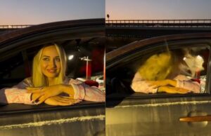 Enorme subwoofers blaast bloesje van blondine uit en zorgen voor permanente gehoorbeschadiging! Subwoofers