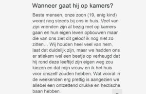 Ouders vragen online hoe ze hun 19-jarige zoon het huis uit kunnen werken! Ouders