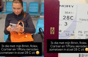 Matige Nederlandse influencer MOET Economyclass vliegen: ‘Terwijl ik Rolex, Birkin en Cartier draag!’ Influencer