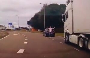 Meer beelden van Alfa Romeo-rijder die brake check bij vrachtwagen uitvoert!