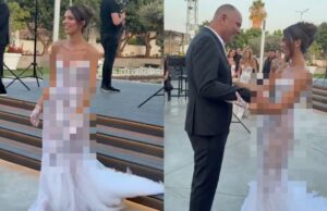 Deze bruid heeft toch wel de meest gewaagde bruidsjurk ooit uitgekozen!