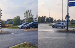 Stoertje in Peugeotje probeert snel op te trekken bij het stoplicht!