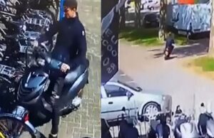 Scooterboef trapt random fietsen om en ziet vervolgens dikke Porsche over het hoofd!