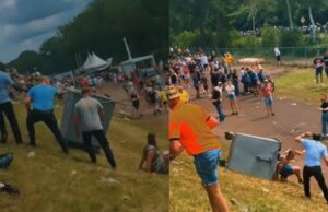 Hufters op TT Assen rollen container van heuvel, man breekt daardoor zijn rug TT Assen