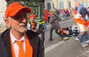 Oranjefan Johan Vlemmix maakt faceplant in paardenpoep wanneer hij naar de balkonscene sprint op Prinsjesdag