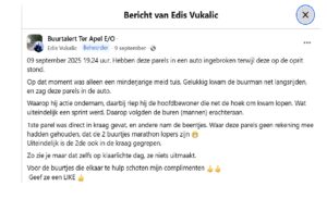 Beelden: Marathonloper in Ter Apel betrapt en grijpt 2 vluchtende autodieven in de kraag op klaarlichte dag