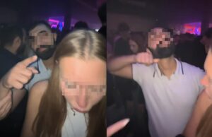 Enorme griezel bedreigt jongedames met de dood in bizarre video in nachtclub