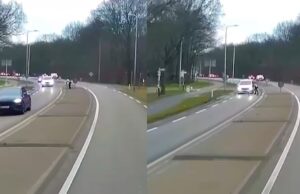 Wielrenner in Ermelo die koning van de weg denkt te zijn krijgt vliegles van busje