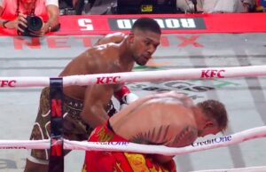 Anthony Joshua wint met een TKO van Jake Paul: ‘Mijn kaak is gebroken!’