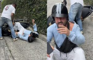 Schreeuwlelijk Sait Cinar ongenadig hard onderuit met zijn scootertje