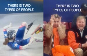 Willy en Max gaan viraal door totaal verschillende reacties op val van shorttrackster