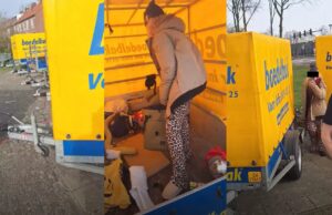 Gast huurt een aanhanger in Breda, blijkt er een vrouw in te wonen!