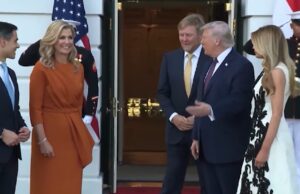 Willem-Alexander en Máxima ontmoeten Trump en Melania: ‘Ze hebben hun zoontje meegenomen zo te zien’