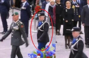 Hilariteit en woede om vrouwelijke commandant die bij Dodenherdenking totaal uit de maat marcheert