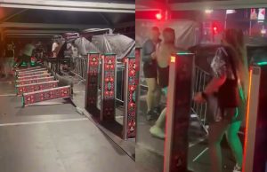 Meer beelden: Woeste Defqon.1-bezoekers slopen complete toegangspoorten van festival