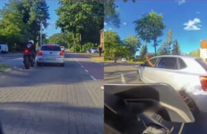 Opgefokte VW-Polo bestuurder geeft motorrijder brake-check, maar krijgt al snel spijt