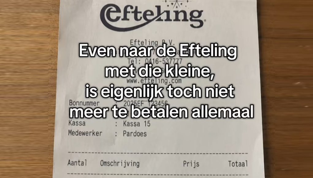 Efteling bonnetje