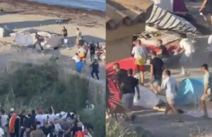 Woeste bewoners Ceuta breken door politielinie en vernielen geïmproviseerde tentenkamp van de migranten