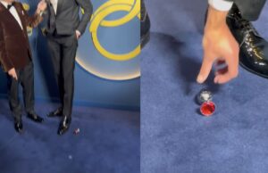 Buttplug valt uit broekspijp tijdens interview op de rode loper bij Televizier-Ring Gala